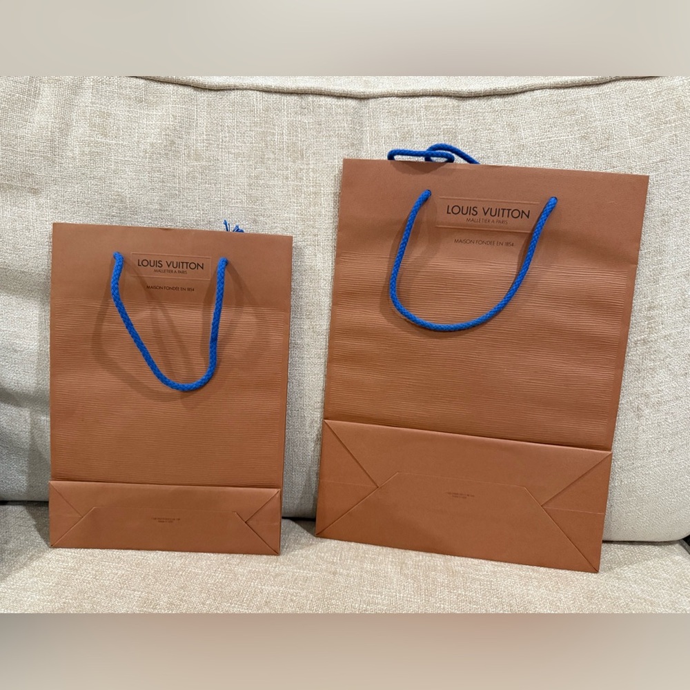 Louis Vuitton Brown Shopping Bags with Blue Handles vintage (2)